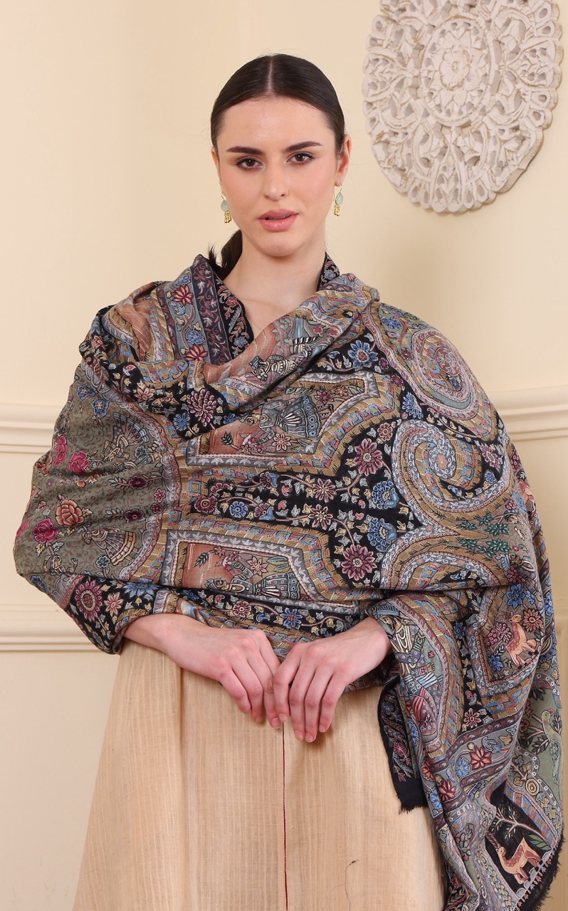 Handmade Pashmina Kalamkari Shawl